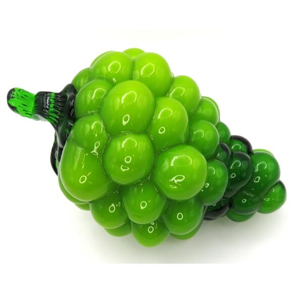 Vintage Green Glass Grape Cluster Hand Blown Art Glass Fruit Decor Murano Style - Picture 11 of 13
